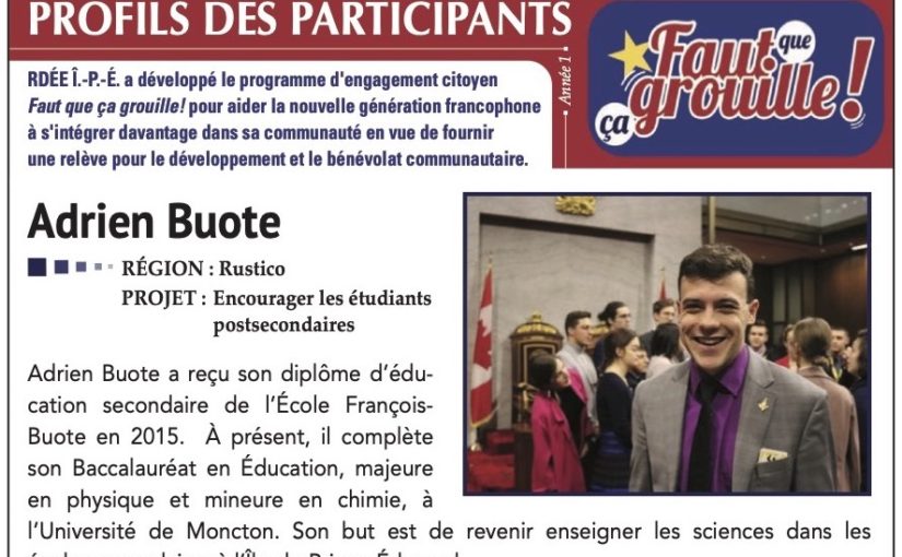 Adrien Buote à l’honneur dans ce profil FQCG