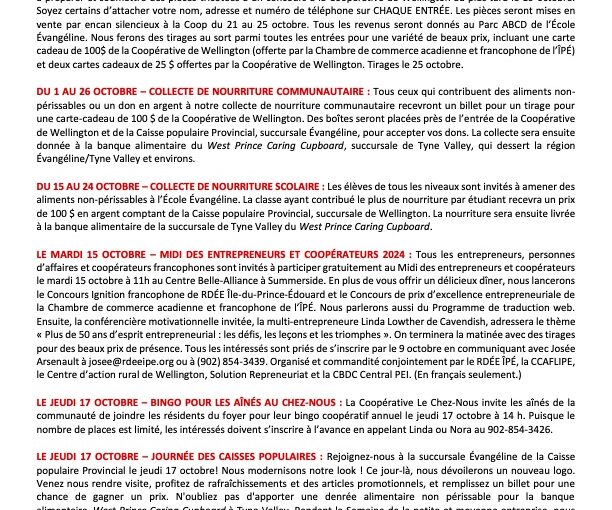 L’horaire complet des Semaines coop et PME 2024