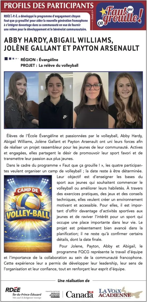 Four young participants in the volleyball project