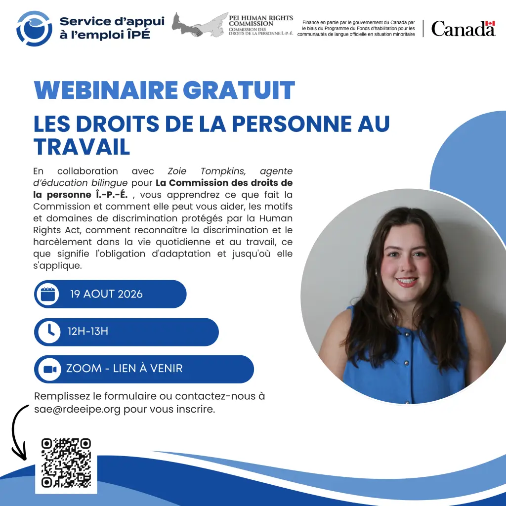 Affiche webinaire gratuit droits personne au travail