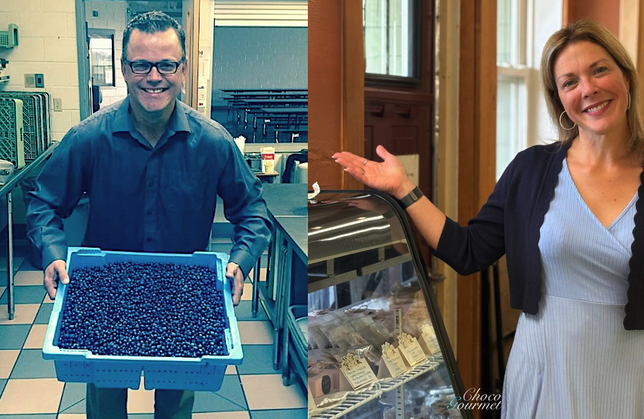Deux propriétaires présentent bleuets et chocolats artisanaux