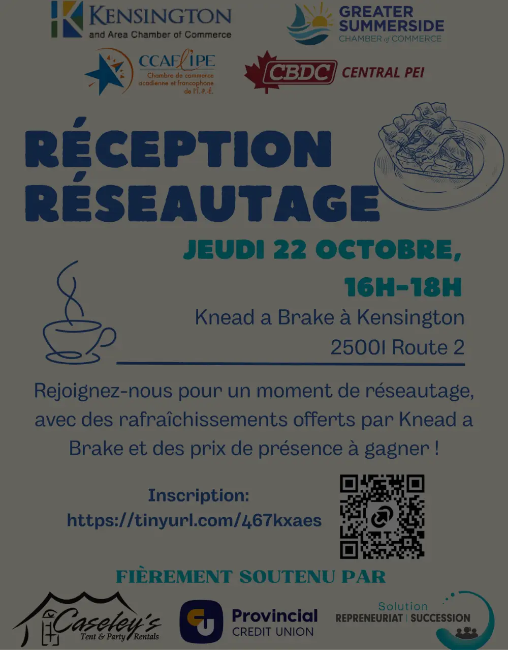 Bilingual networking poster in Kensington with lunch and prizes
