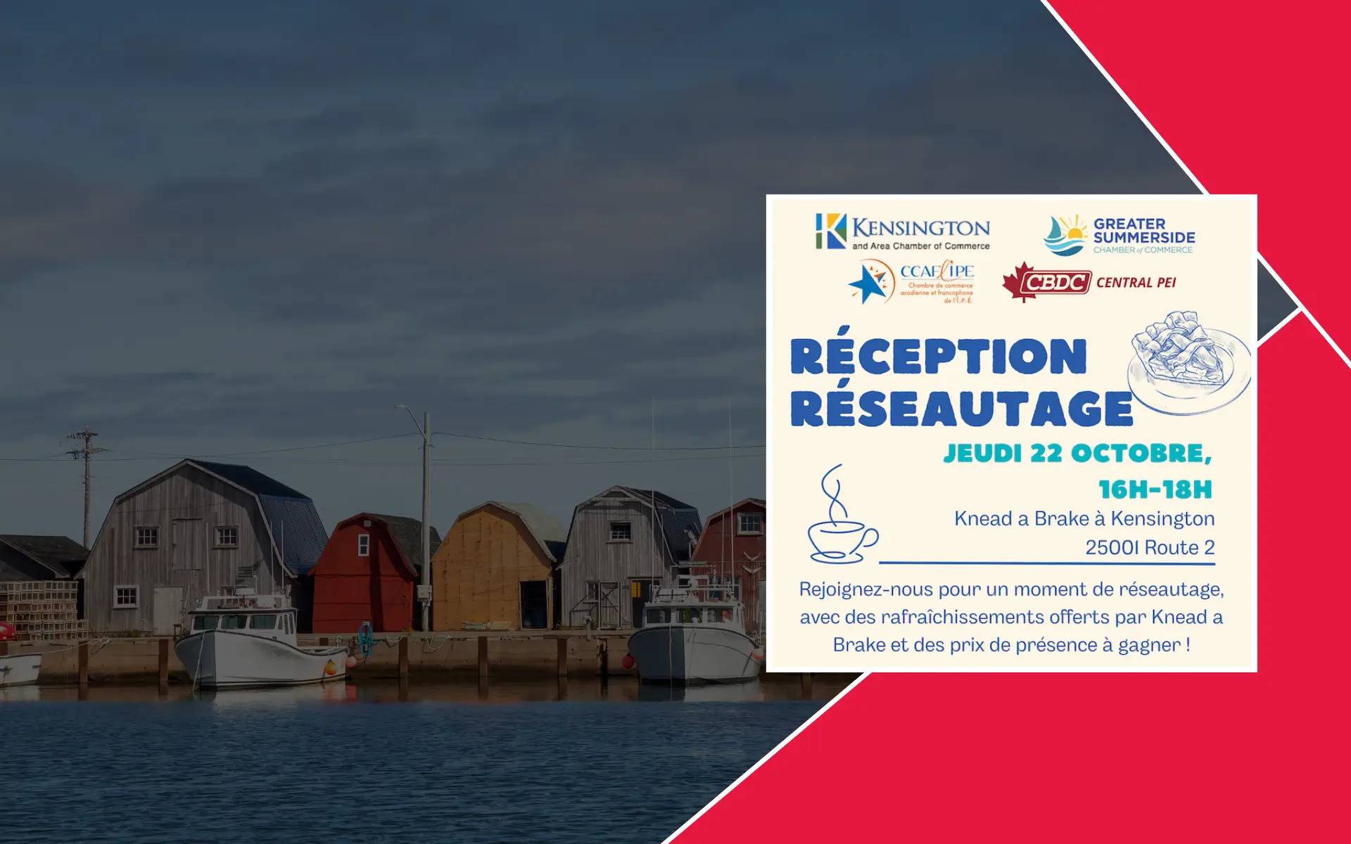 Networking reception poster in Kensington, Prince Edward Island